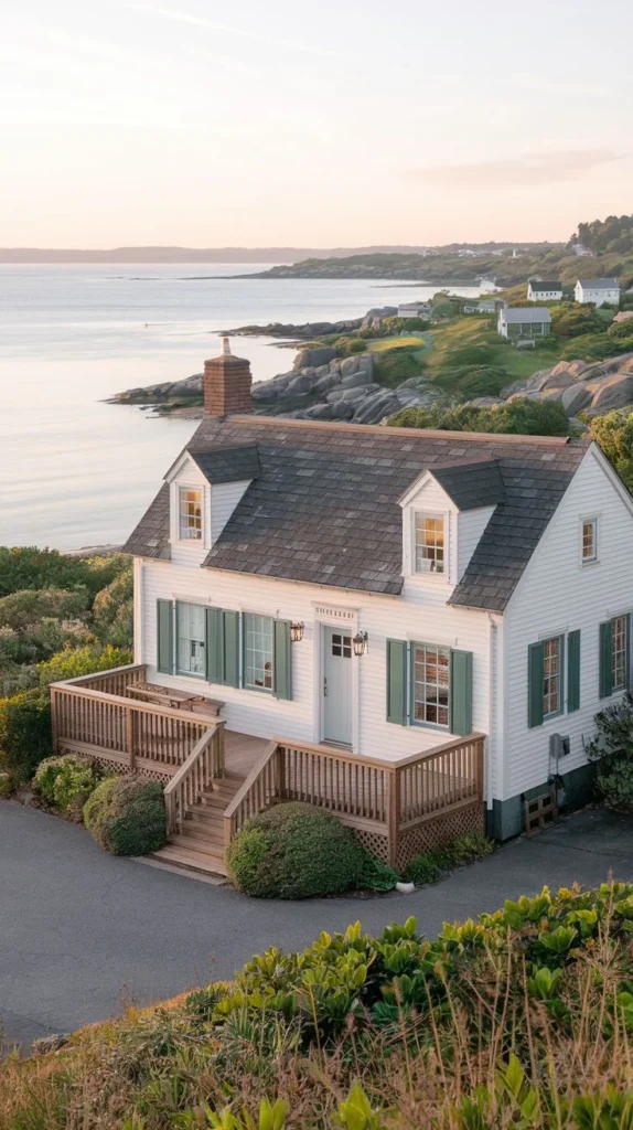 Green Shutters and Deck Overlooking the Sea