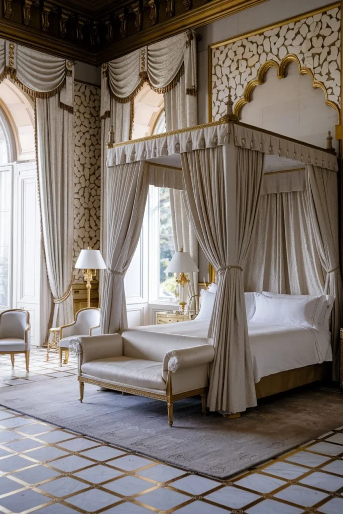 Serene Light-Colored Royal Bedroom