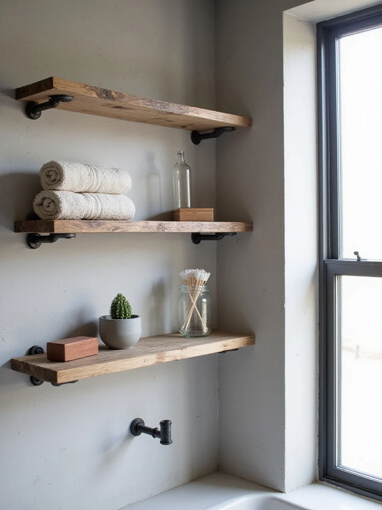 Raw Wood Shelves for Earthy Texture