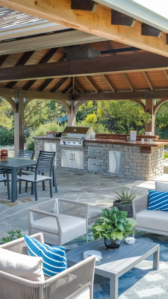 Covered Outdoor Kitchen with Dual Zones