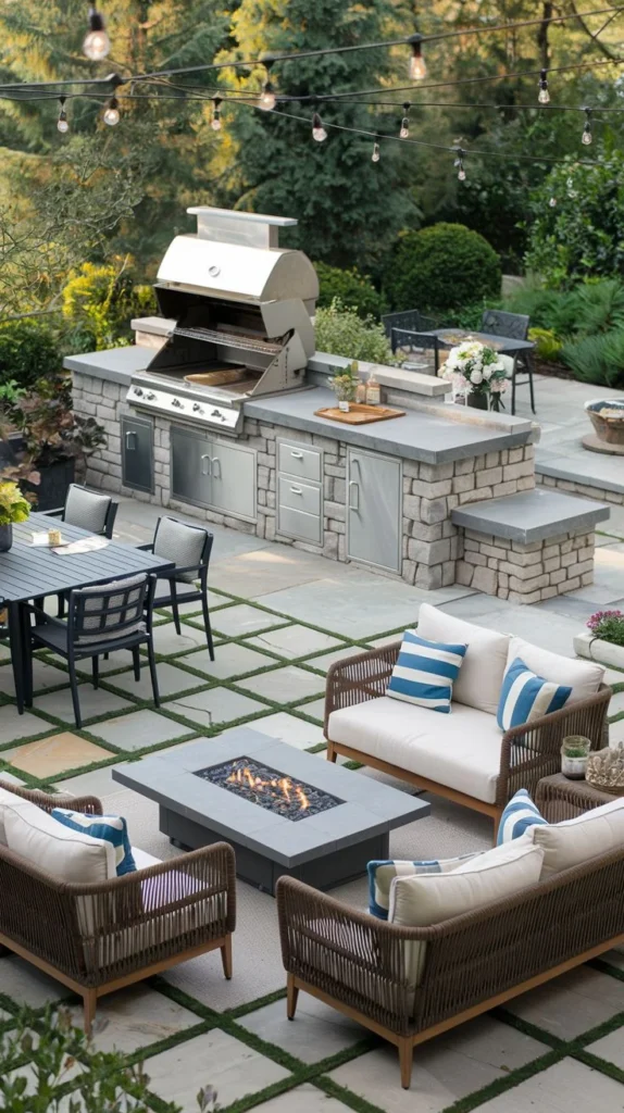 Long Island Grill Station with Fire Pit Coffee Table