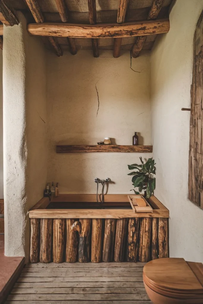 Simple Bathroom with Log-Sided Tub