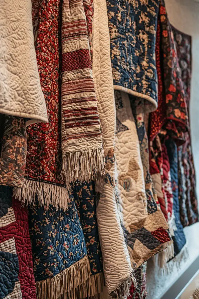 Layered Textile Art with Quilts and Throws