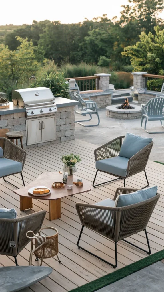 Deck Grill Station with Multiple Seating Options