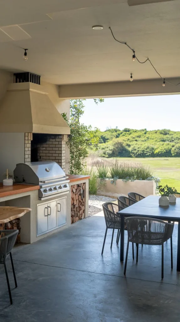 Covered Patio Grill Station with Landscape Views