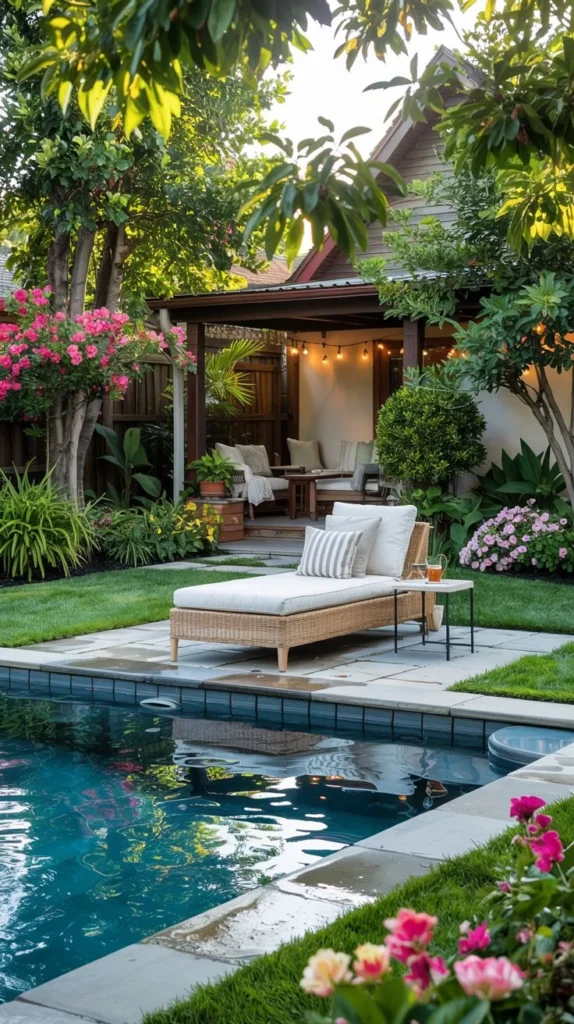 Poolside Chaise Lounge and Covered Patio