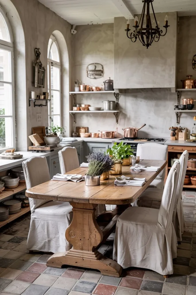 Grand Table with Slipcovered Chairs