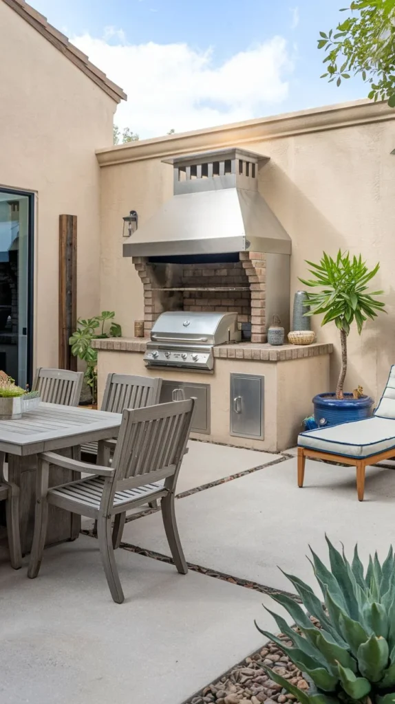 Courtyard Grill with Large Metal Hood