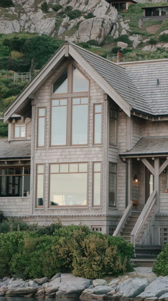 Large Shingle House with Prominent Windows