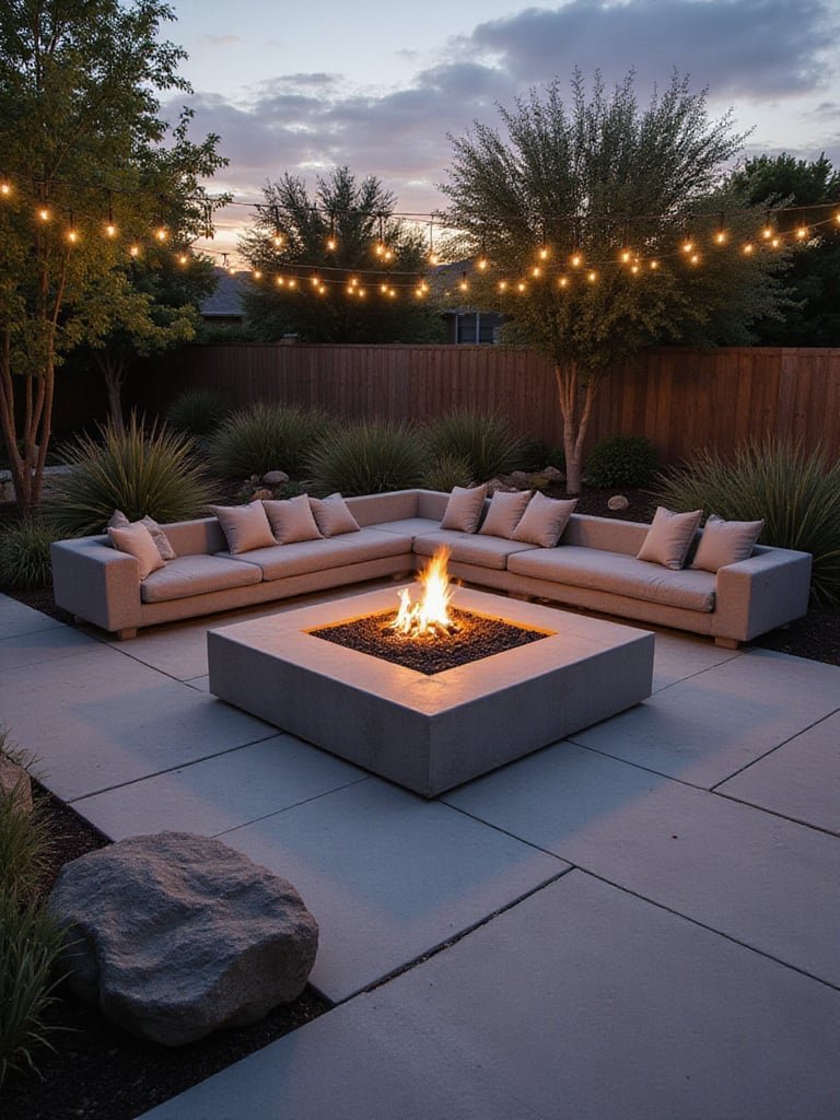 Modern Square Concrete Firepit