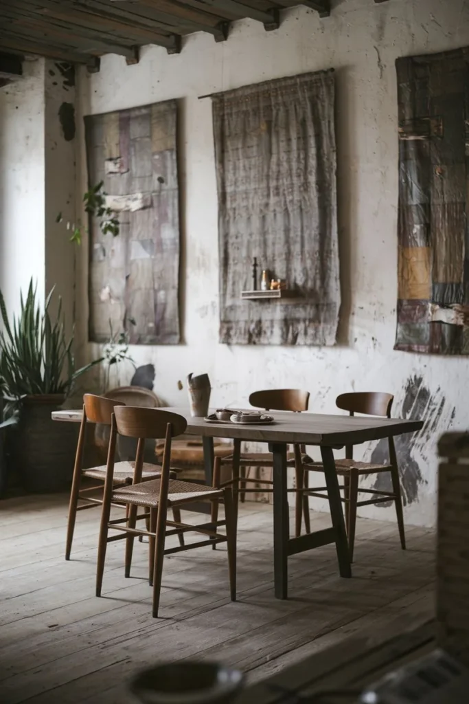 Artful Textiles in a Zen Dining Room