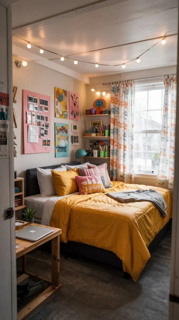 String Lights and Warm Tones for a Cozy Atmosphere