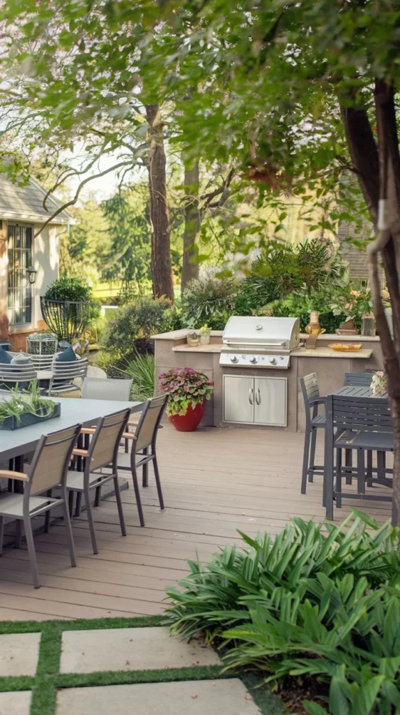 Deck Grill Station Integrated into Landscaping