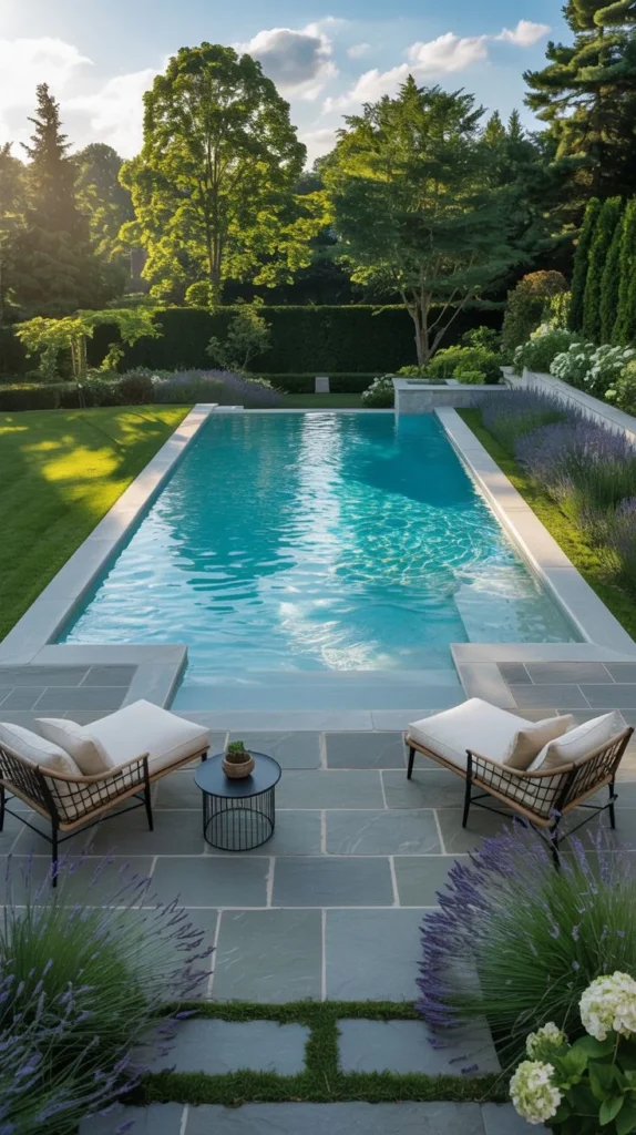 Lavender Borders and Wide-Coped Pool
