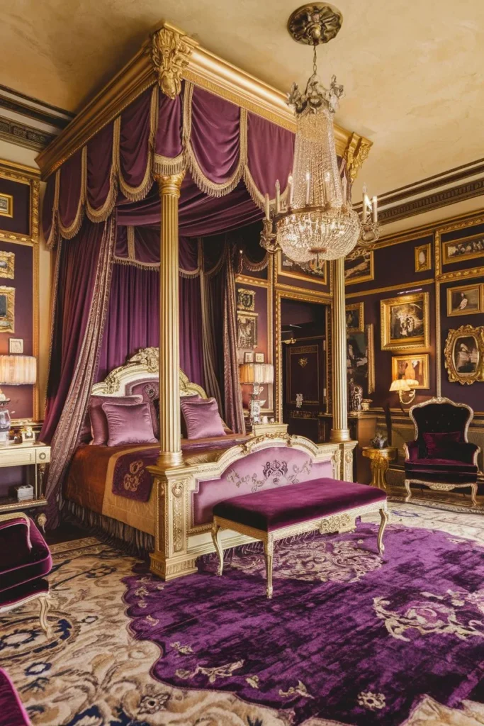 Rich Purple and Velvet Royal Bedroom