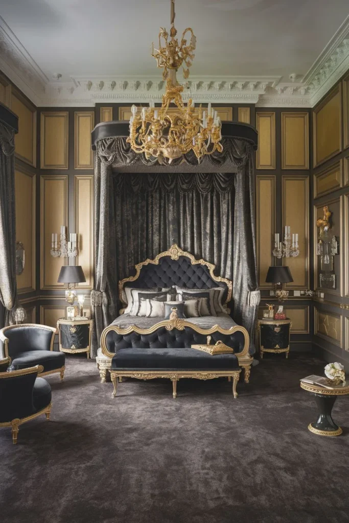 Black and Gold Royal Bedroom