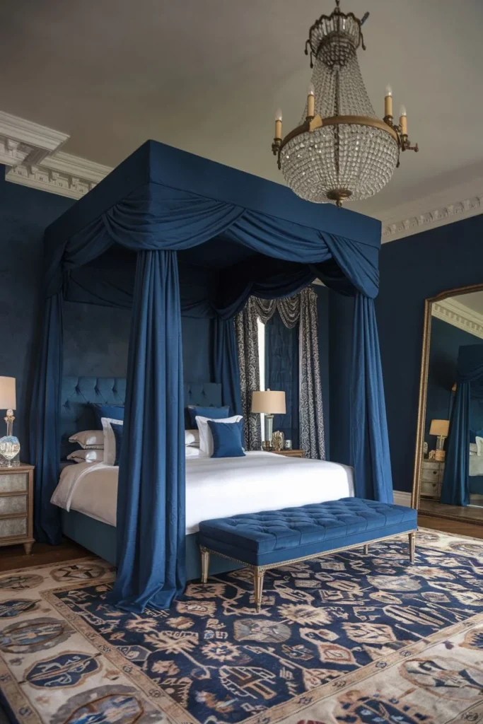 Deep Blue Four-Poster Bedroom
