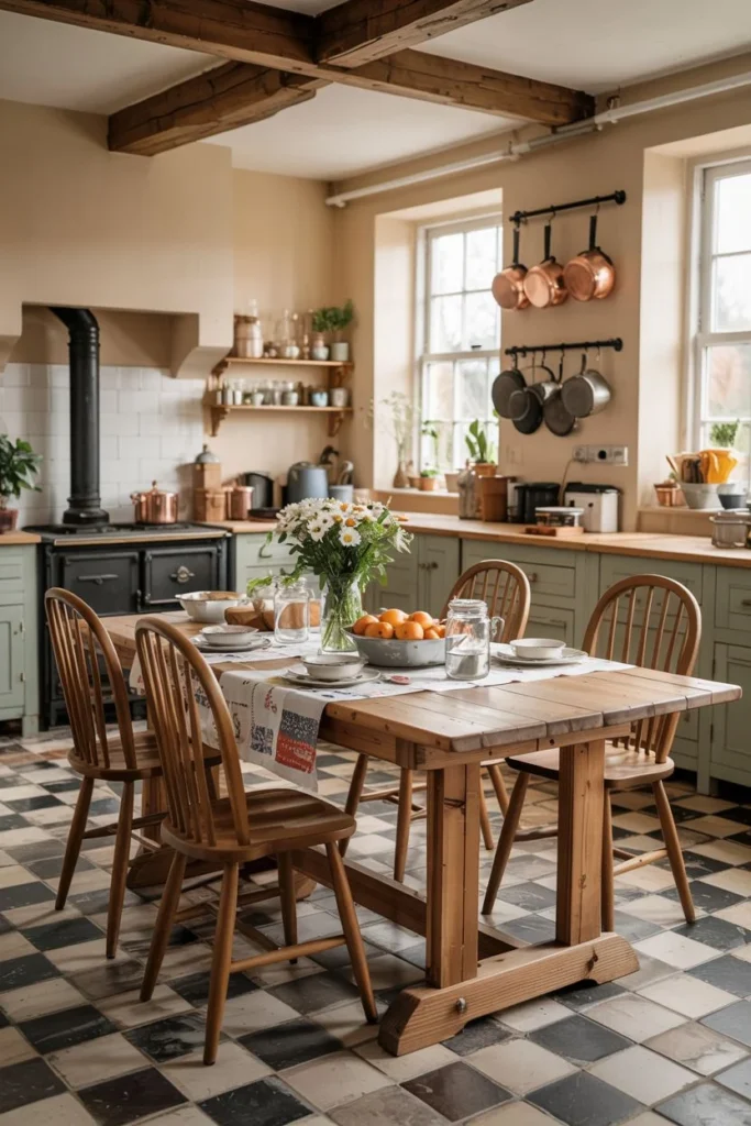 Classic Farmhouse Table with Traditional Chairs