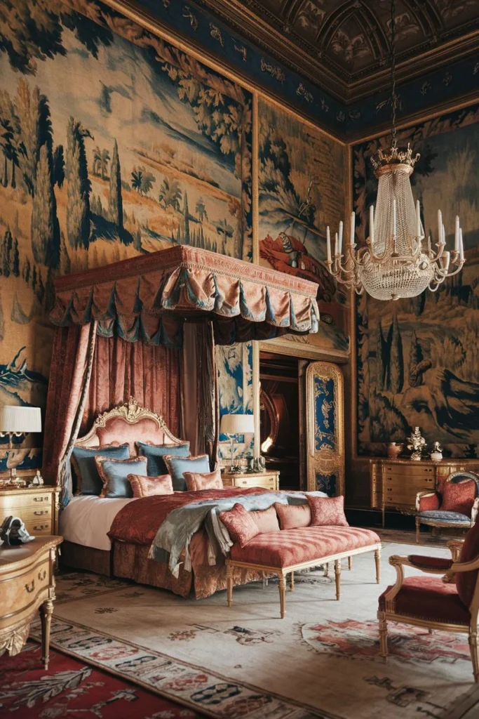Wall Tapestries in an Elegant Bedroom