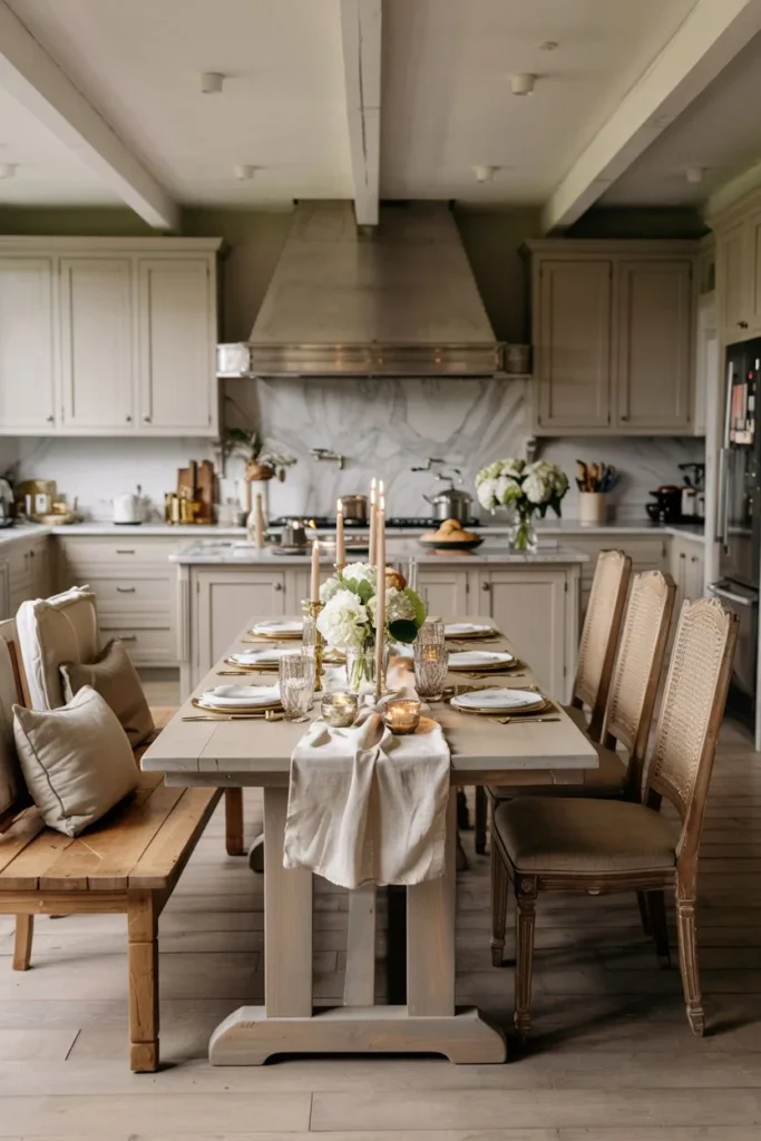 Light Rustic Table with Cane Chairs