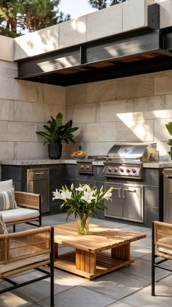 Modern Built-In Grill Area with Sleek Finishes