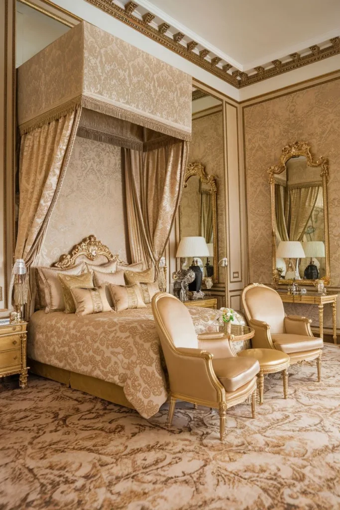 Gold Royal Bedroom with Ornate Details
