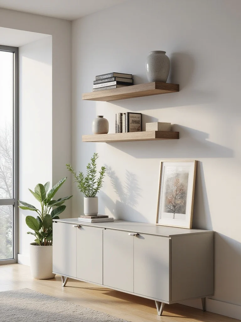 Install Floating Shelves for Display and Storage