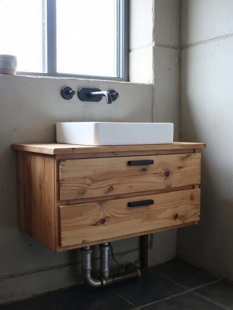 Rustic Wood Vanity for Warmth