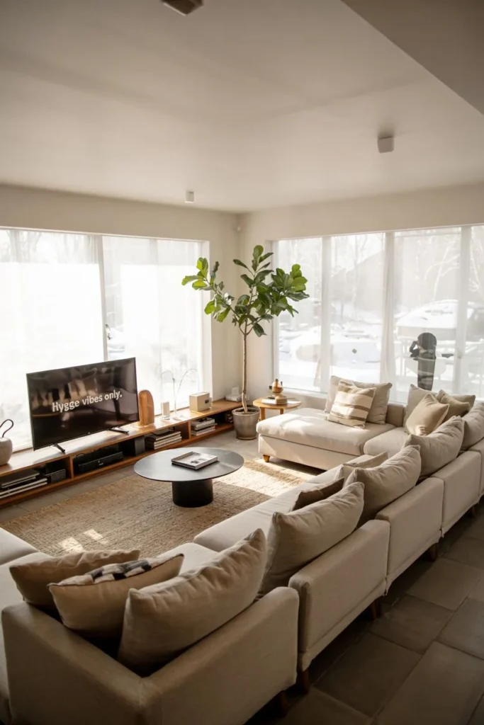 Open-Plan Space with Layered Rugs