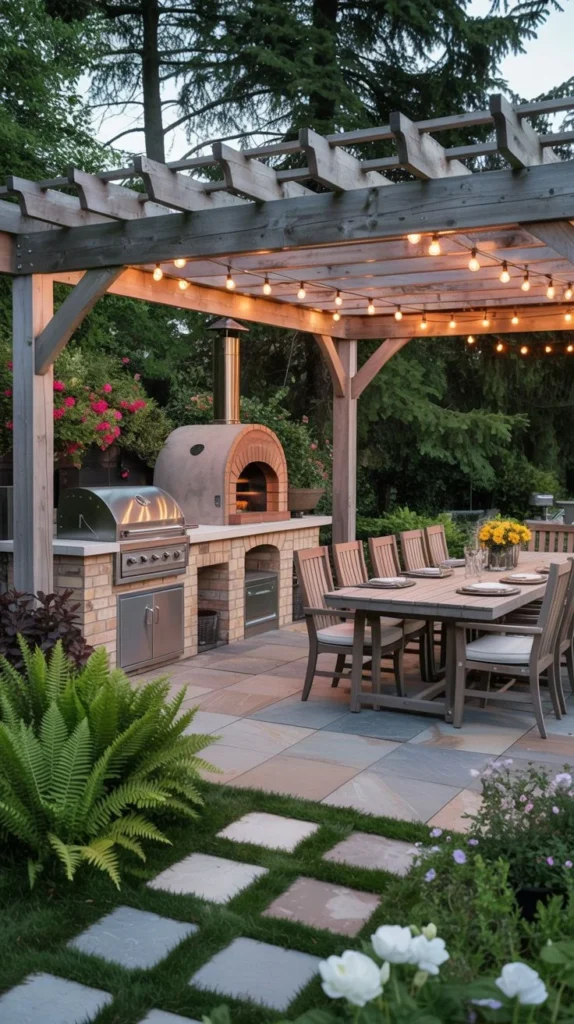 Outdoor Kitchen with Pizza Oven and Grill