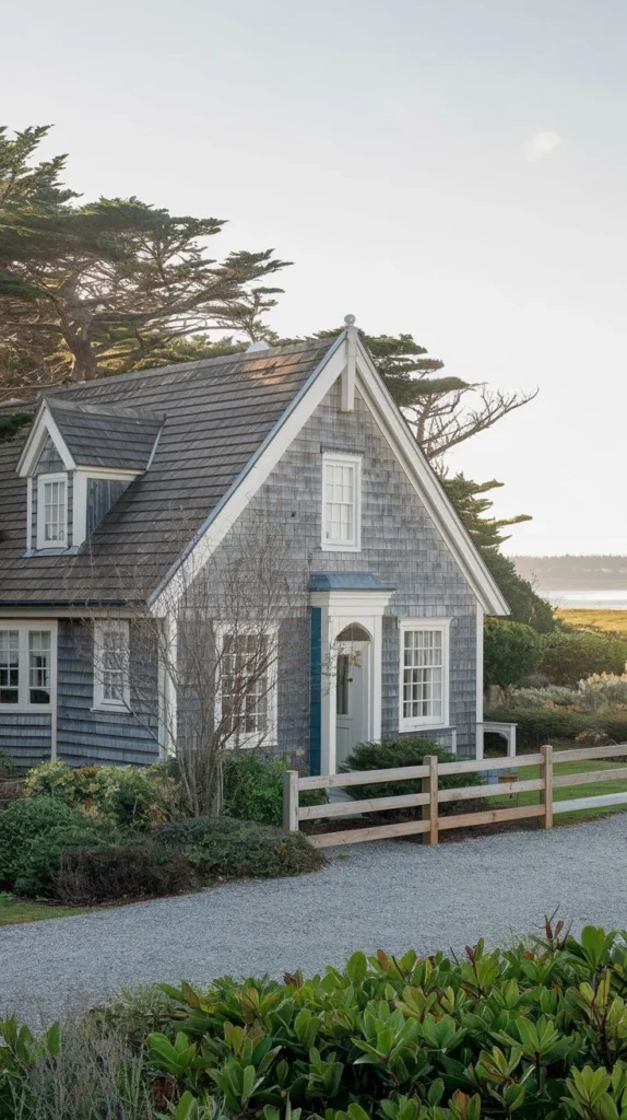 Grey Shingle Coastal Cottage with White Trim