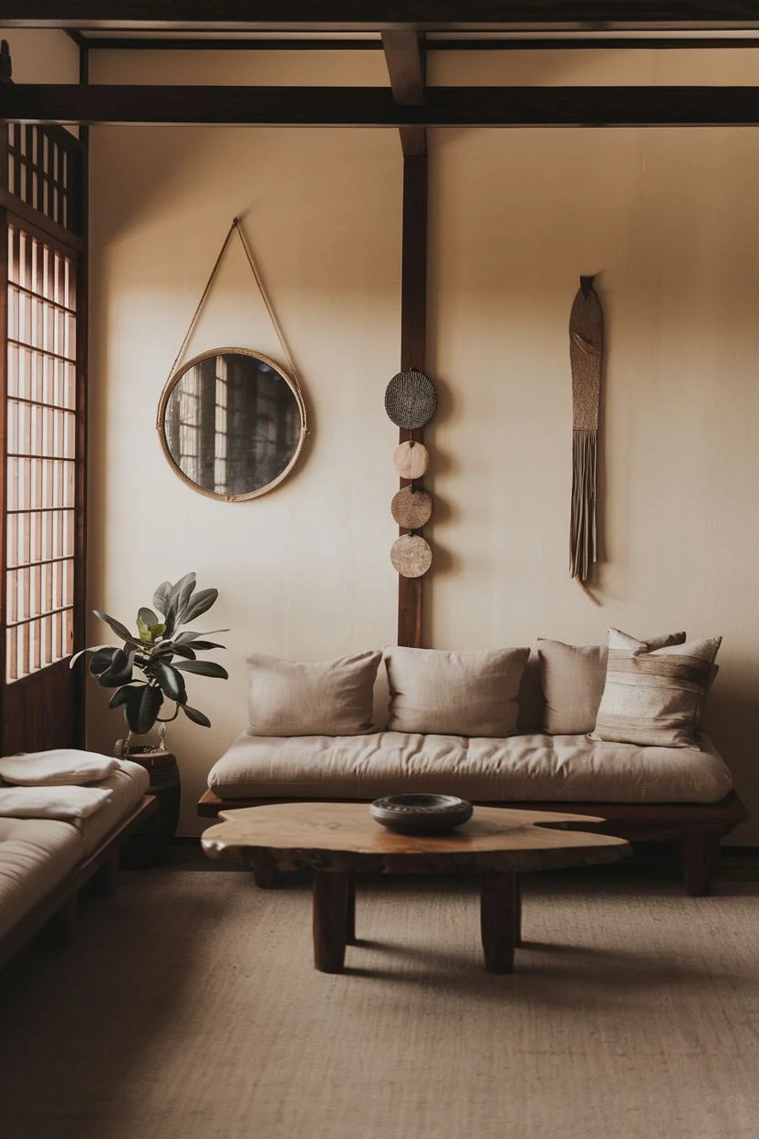 24 Simple Wabi Sabi Living Room Ideas for a Naturally Serene Space