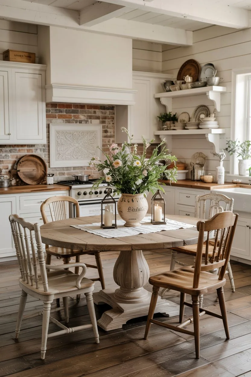 28 Rustic Farmhouse Kitchen Ideas with Beautiful Table Designs