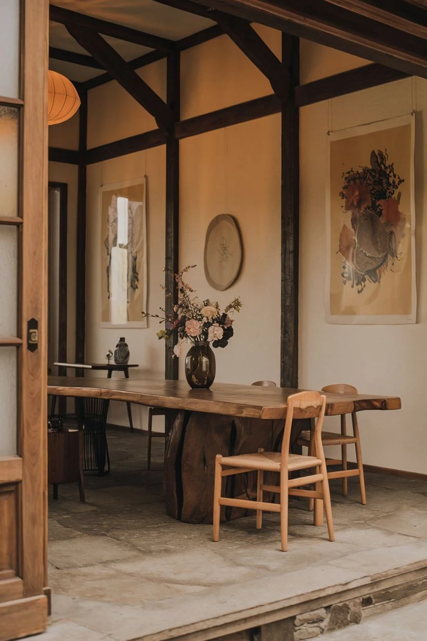 24 Natural & Serene Wabi Sabi Dining Room Ideas