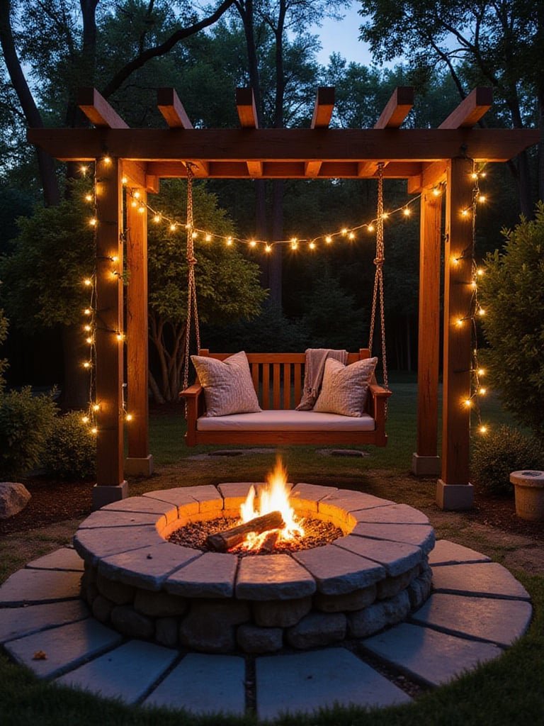 Swing Bench Firepit Area