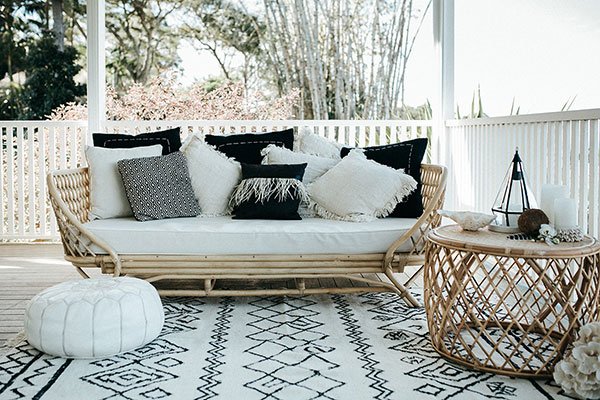 Rattan lounge furniture with soft pillows